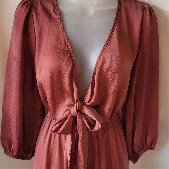 BaeVely high-low tie front dress, size medium, color Baked Rose - Picture 4 of 12